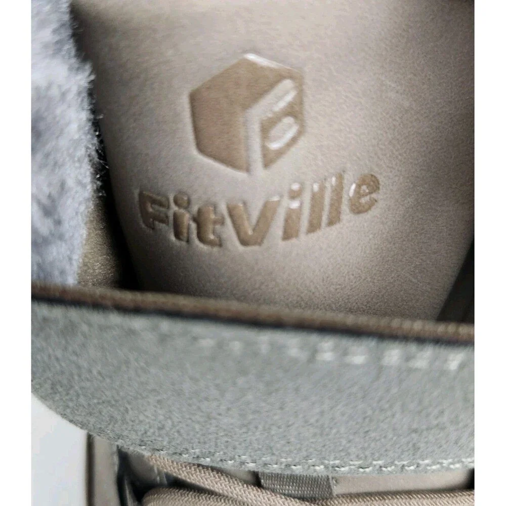 FitVille CozyCore V12 Winter Boots Mens 11W Roomy Brown Faux Fur Hook & Loop NWT